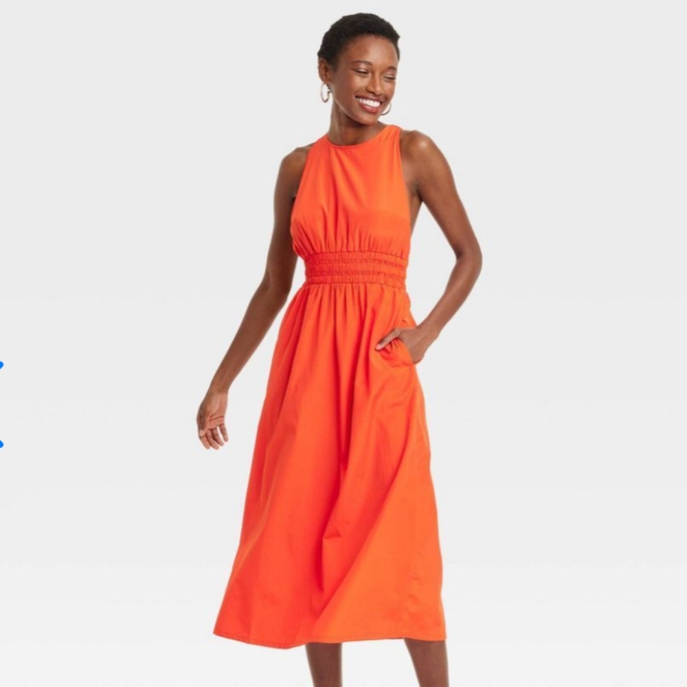 A New Day Women's Orange Midi Dress Size XL NWOT